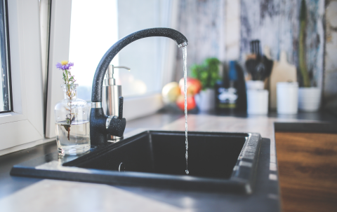 Kitchen sink Kitchen sink with running water